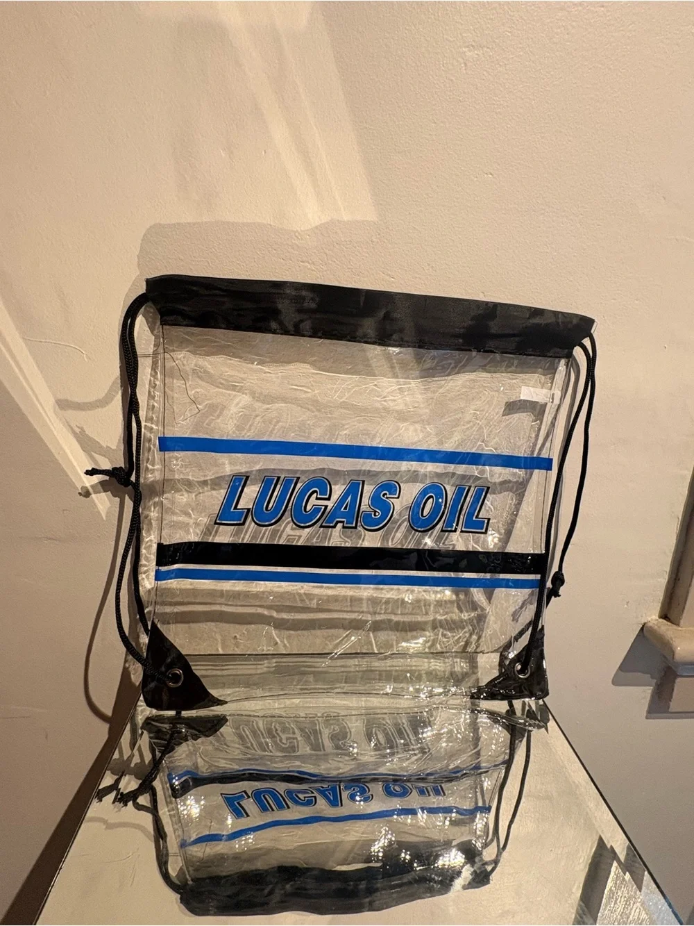 Lucas oil clear backpack